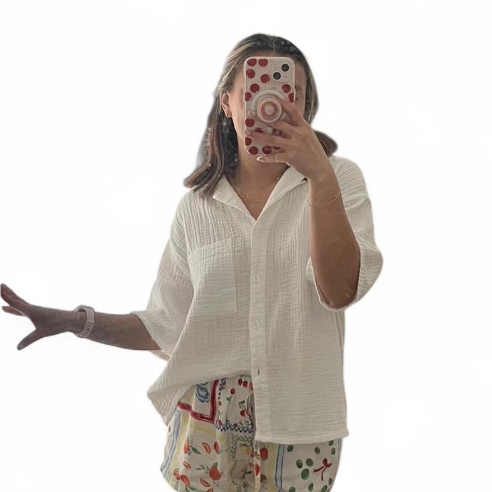 Stars Above White Button-Down Shirt